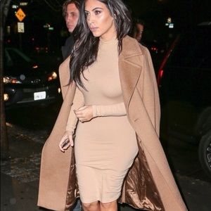 Camel Turtleneck Bodycon Dress